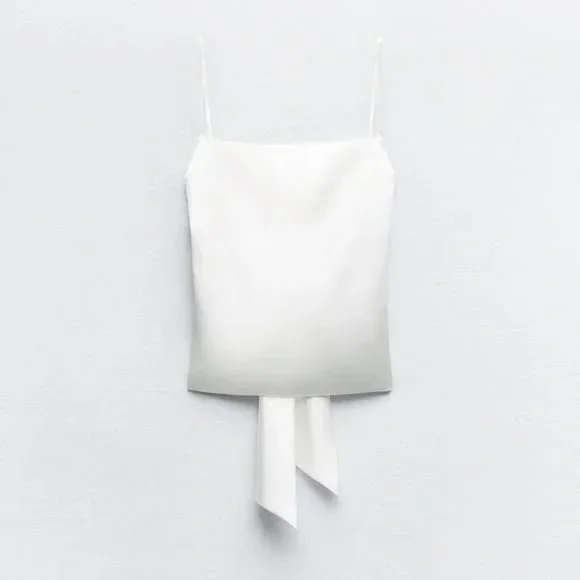 ZARA SATIN EFFECT TOP WITH BACK BOW - Picture 1 of 6